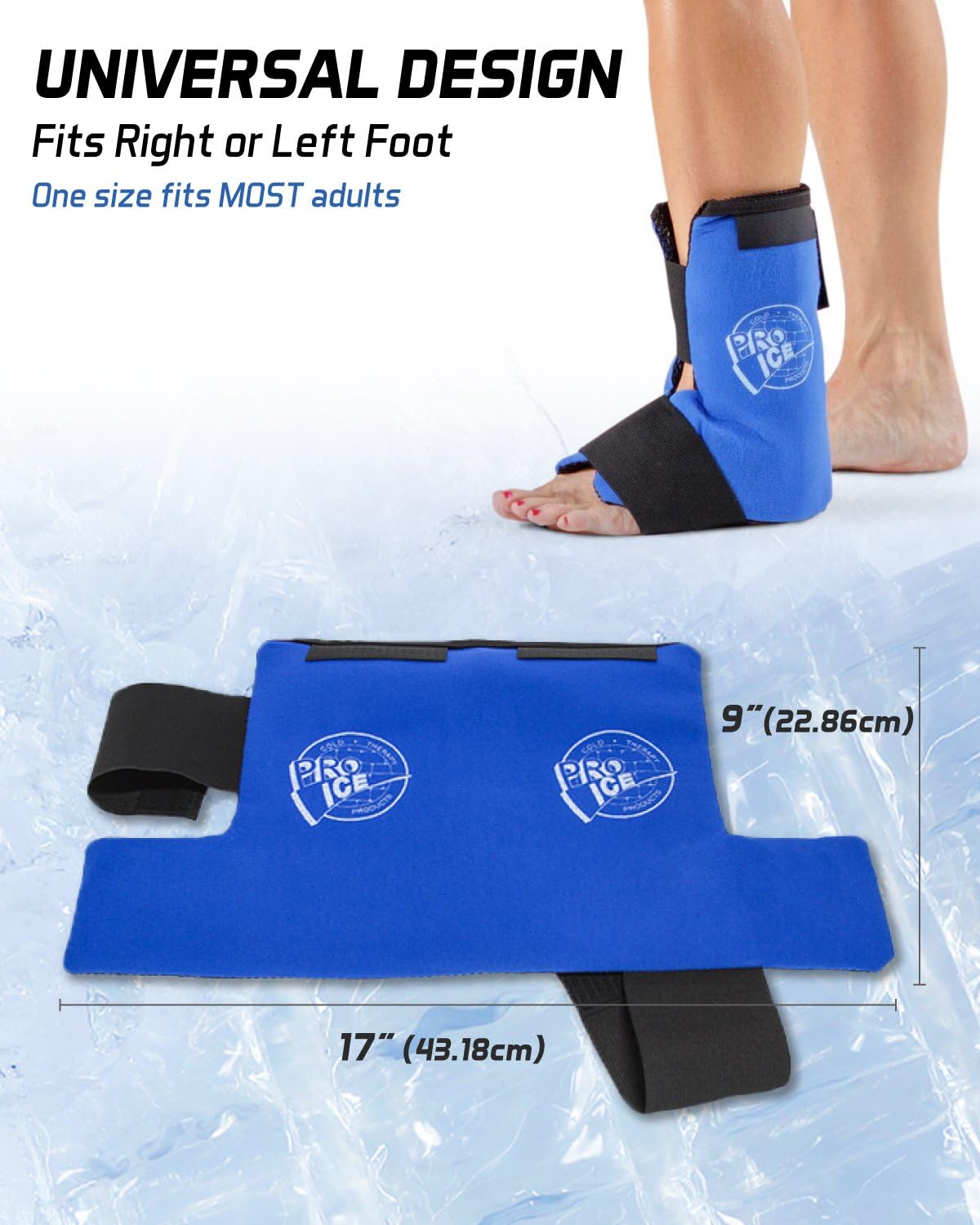 Pro Ice Ankle & Foot Ice Therapy Wrap - Ankle Ice Pack Wrap for Sprained Ankles, Plantar Fasciitis, Achilles Tendonitis, and Swelling Feet - Reusable Ice Packs for Injuries Included - PI 500