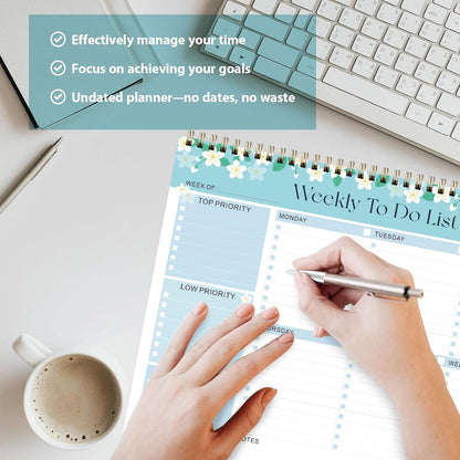Weekly To Do List Notepad, Undated Planner with 52 Sheets (8.5''x11'') | Desk Accessories and Supplies, Women & Man, Home School & Work