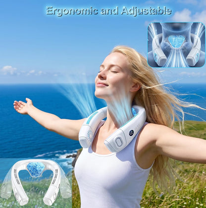 Neck Fan Air Conditioner with Large Cooling Plate, Portable Neck Fans that Blow Cold Air 360° Airflow, Wearable Personal AC Quiet Back Air Outlet 6000mAh Rechargeable,Gifts for Men Women Travel Office