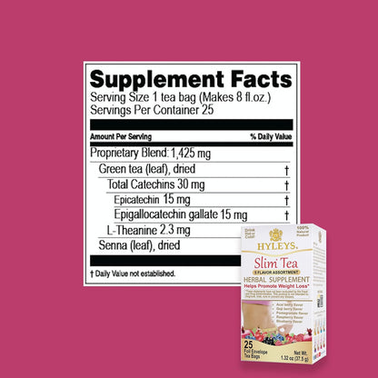 HYLEYS Slim Tea, 5 Flavor Weight Loss Variety Pack, Senna Tea, 25 Bags