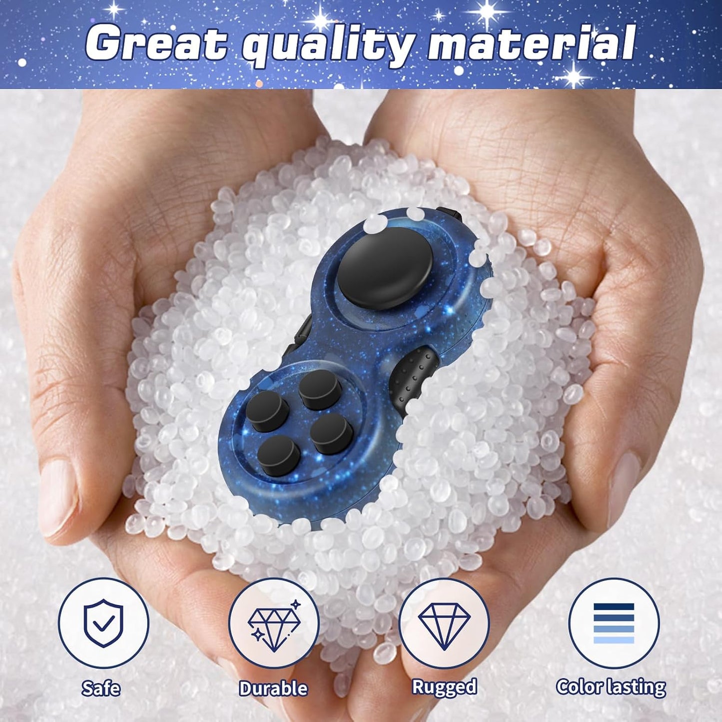 Original Fidget Toy Game, Rubberized Classical Controller Fidget Concentration Toy with 8-Fidget Functions and Lanyard - Excellent for Relieving Stress and Anxiety