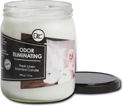 Vanilla Bean Odor Eliminating Highly Fragranced Candle - Eliminates 95% of Pet, Smoke, Food, and Other Smells Quickly - Up to 80 Hour Burn time - 12 Ounce Premium Soy Blend - Colors A