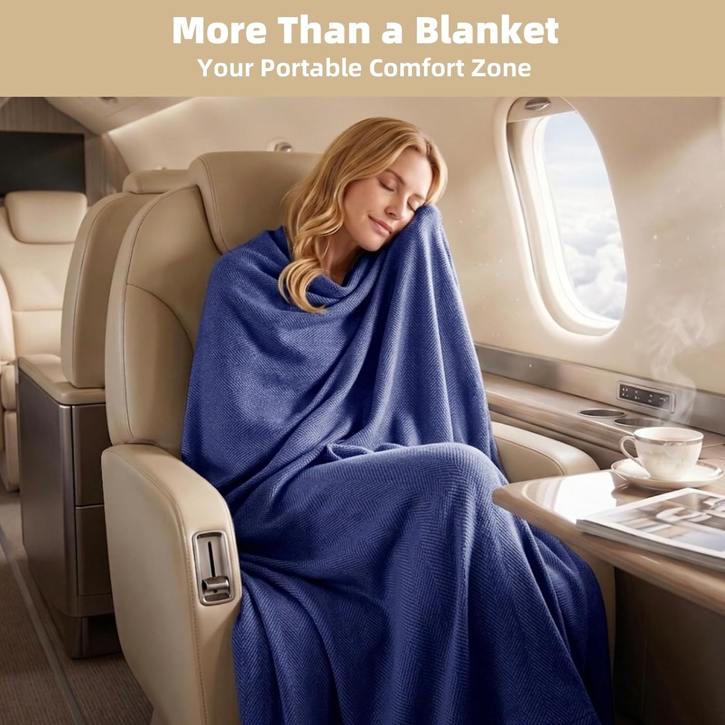 Travel Blanket Airplane - Ultra Soft & Lightweight Knit Design