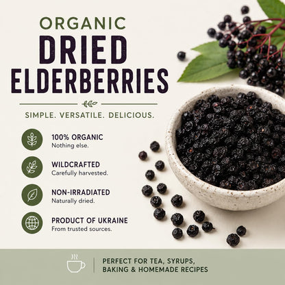 Nature's Greatest Foods Organic Dried Elderberries, Non-GMO, 1lb Bag