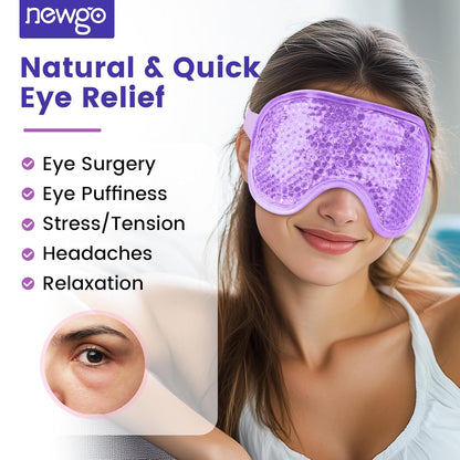 NEWGO Cooling Eye Mask for Puffy Eyes, Cold Eye Mask Eye Ice Pack for After Eyes Surgery, Tension Stress Relief, Itchy Eyes, Headaches, Dark Circles - Blue