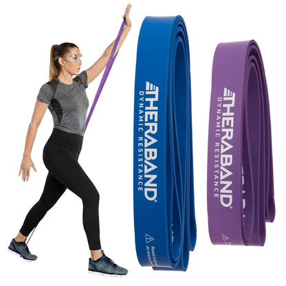 THERABAND High Resistance Band Set of 2, Light and Medium Loop, 15-25 lb