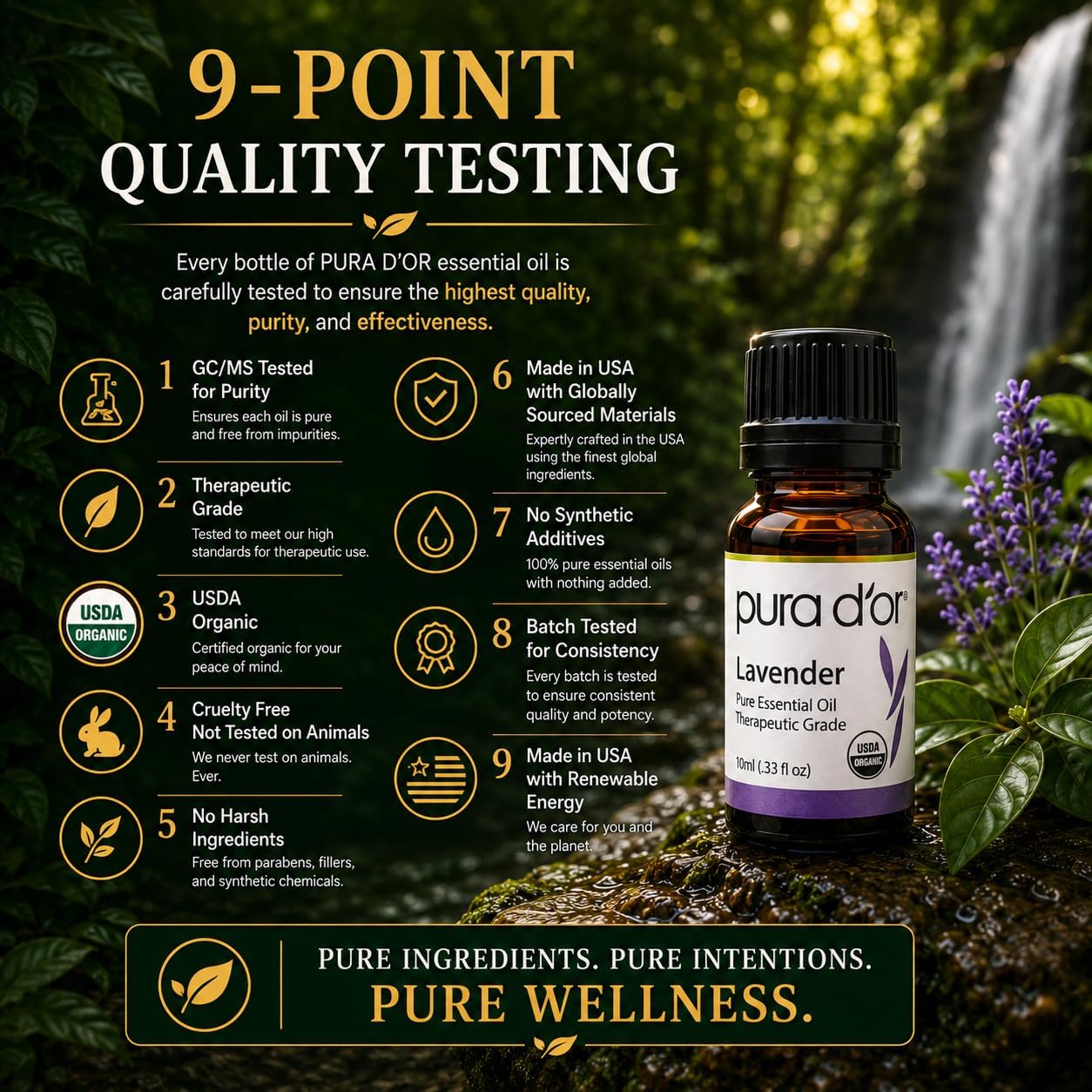 PURA D'OR Organic Sweet16 Essential Oils Set - 16x 10mL Wood Box Aromatherapy Gift Set - 100% Pure Therapeutic Grade for Relaxation and Wellness (Lavender, Rosemary, Turmeric, Ylang Ylang & More)