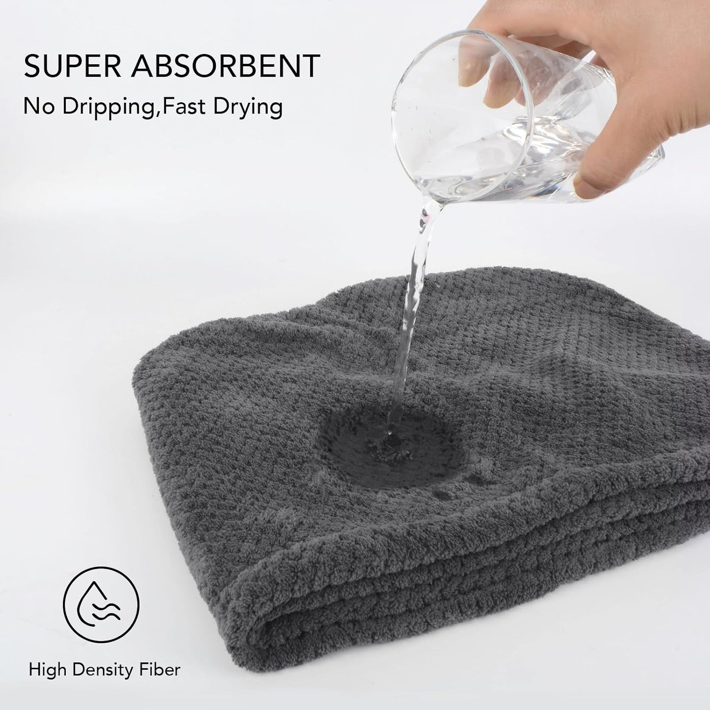 SINLAND Microfiber Hair Drying Cap Hair Towel Turban Twist for Women Fast Drying Towels Head Turban Absorbent Soft Lightweight 3 Pack Black