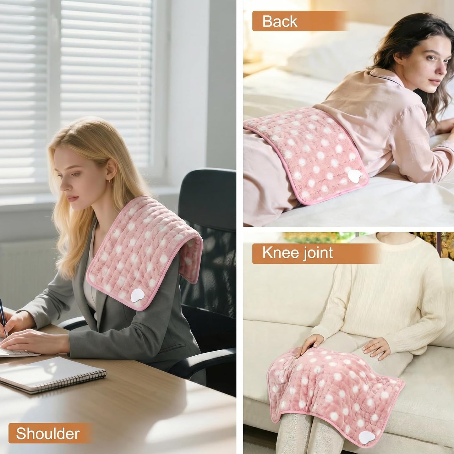 Electric Heating pad with 6 Heat Settings, Auto Shut Off, Dry Electric Heating for Back Neck Knee Arms Legs Shoulder Heat Pads for Christmas Birthday Father Mother's Day (24"X12", Gray Green)