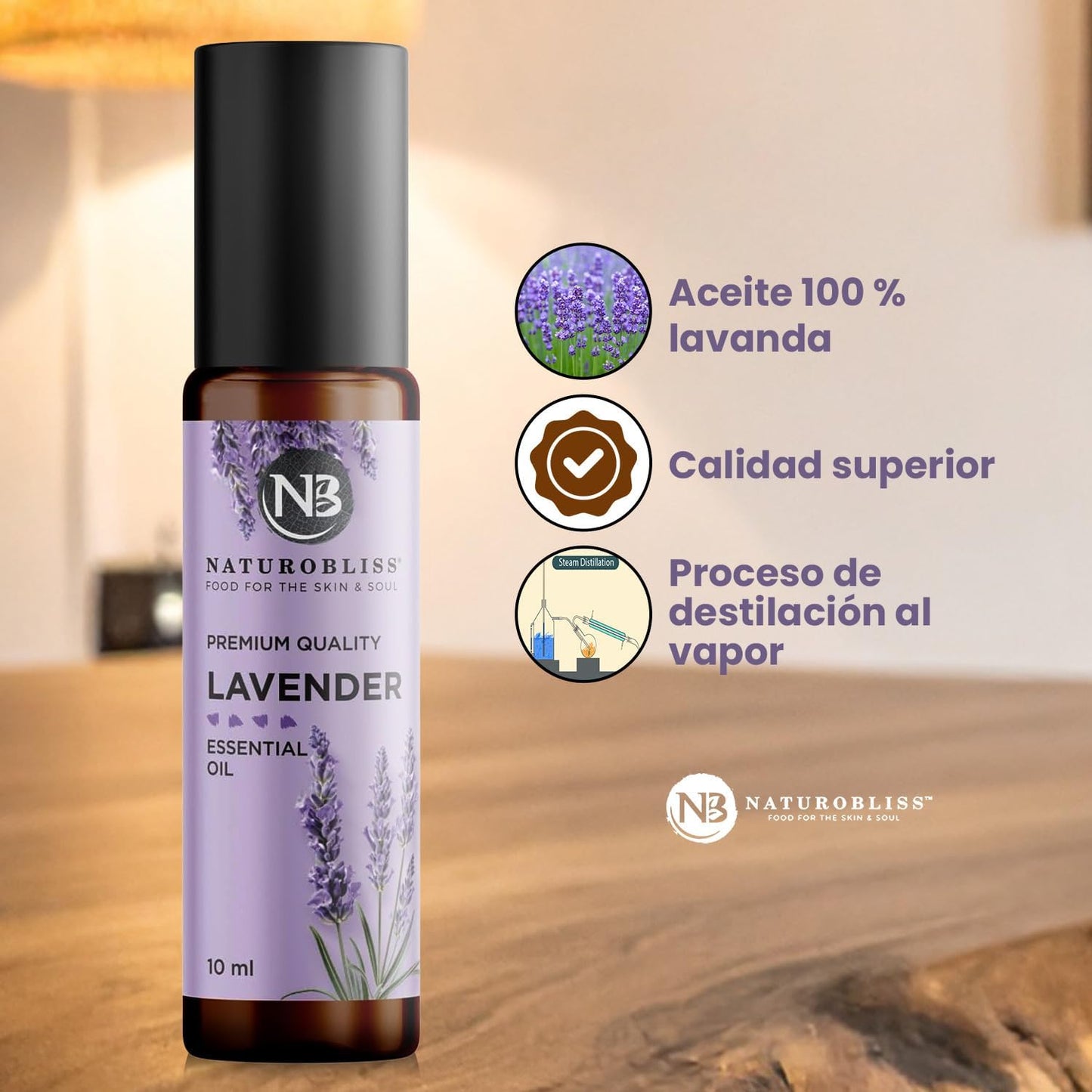 NaturoBliss Lavender Essential Oil with Glass Dropper - 100% Pure and Natural - Essential Oils for Diffuser, Aromatherapy, Soap and Candle Making, Lavender Essential Oil Pure, Lavender Oil, 4 Fl Oz