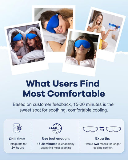 Cooling Gel Eye Mask for Puffy Eyes, Larger Full-Eye Cold Compress for Swelling, Ice-Cold Gel Therapy, Forehead & Upper Cheek Cooling Relief, Reusable Ice Pack for Eyes, FSA Eligible HSA, Black