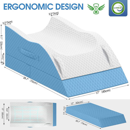 TranquilRelax Elevation Pillows for Leg After Surgery, Memory Foam Adjustable Wedge Pillow for Injury or Rest, Ankle Pillow for Sleeping Blood Circulation, Grey/Single Leg