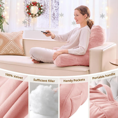Sasttie Reading Pillows for Sitting in Bed Adult, Back Pillow Bed Sitting Up, Back-Rest Support Cushion for Sit Up on Couch, Sofa, and Floor, Dorm Essentials, Oeko-Tex Certified, Dark Grey