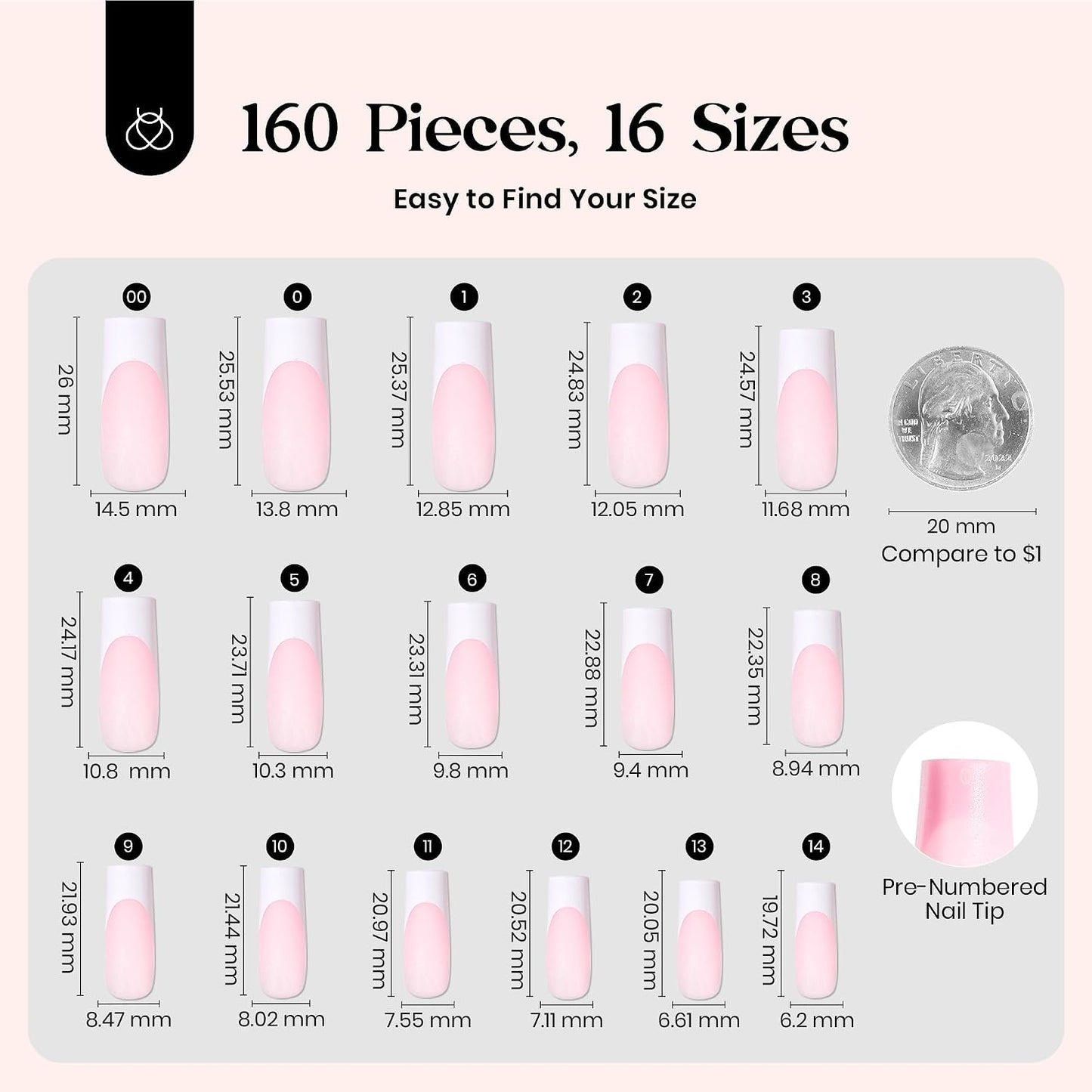 Beetles Press On Nail Kit-Short Square French Tip Press On Nails, 150Pcs Pink French Nail Tips with Nail Glue & Remover Builder Top Coat Nail Lamp, All-in-One DIY Fake Nails Gift for Women