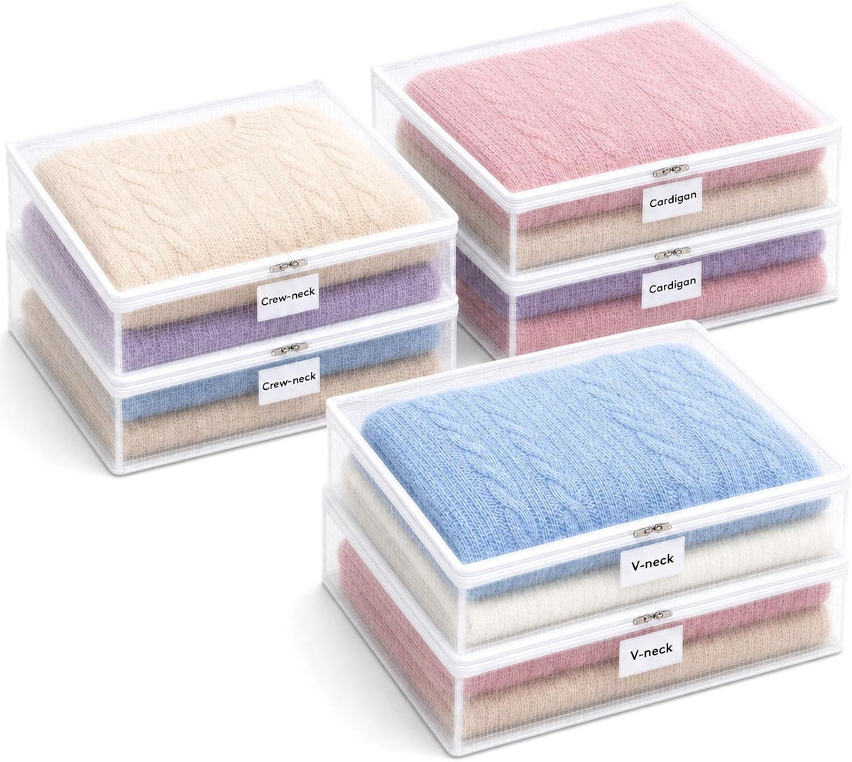 Lifewit 6 Pack Clear Zippered Storage Bags, Plastic Storage Bags Clothing Organizer for Blankets Linen Sweater Bed Sheet Quilt Clothes (15.7 x 14 x 4.1 Inch)