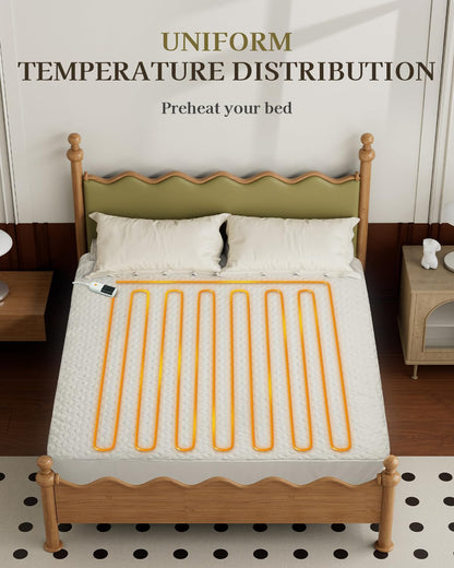 GOTCOZY Heated Mattress Pad Mini Twin Size-Heated Pad for Bed Warmer(White)
