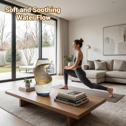 Sunlinua Modern Tabletop Water Fountain for Women Indoor Zen Relaxation Water Fountains Desktop Waterfall with Soothing Sound for Meditation Desk Home Office Decor