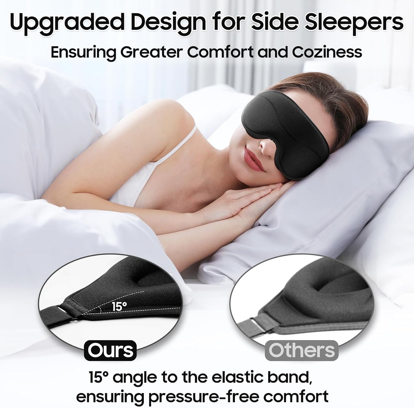 Sleep Mask - Total Blackout 3D Sleeping Mask, Super Lightweight & Silky Soft Eye Mask for Sleeping, Fully Adjustable Fit for Home, Office, Traveling, Meditation, Yoga, Pink, Mothers Day Gifts