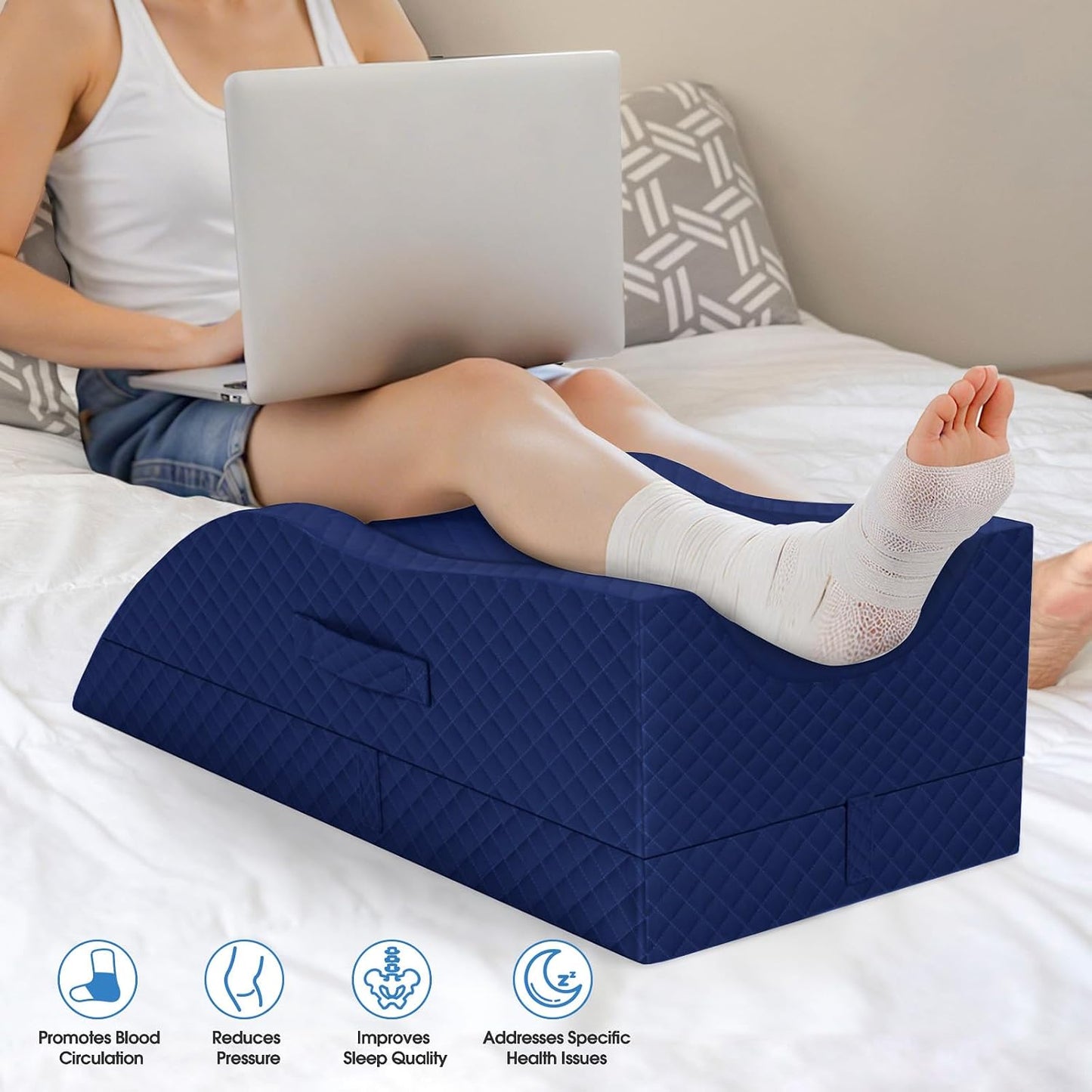TranquilRelax Leg Elevation Pillows for After Surgery, Wedge Pillow, Grey