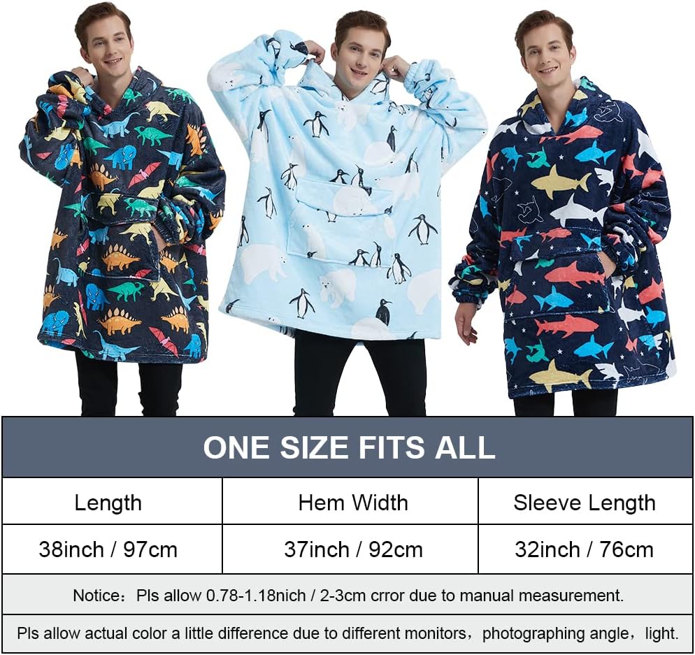 Fiosnow Sun and Moon Blanket Hoodies for Women and Men Adult Oversize Wearable Blanket Hoodies for Soft and Warm