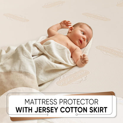 Waterproof Organic Mattress Protector Queen Size – Premium Soft Organic Cotton Surface Mattress Cover – Noiseless & Breathable 250 GSM Mattress Pad – Deep Pocket Fitted Design