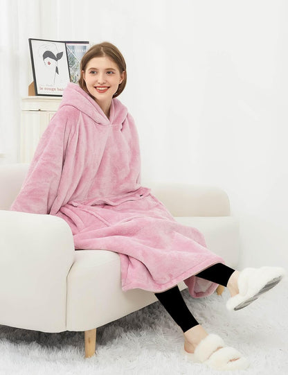 KFUBUO Wearable Blanket Hoodie for Adults Sherpa All Patterns Cat Oversized Sweatshirt Blanket with Pockets for Women