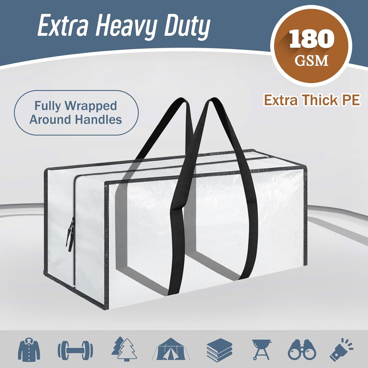 Extra Heavy Duty Large Moving Bags with Strong Zipper, Dark Blue