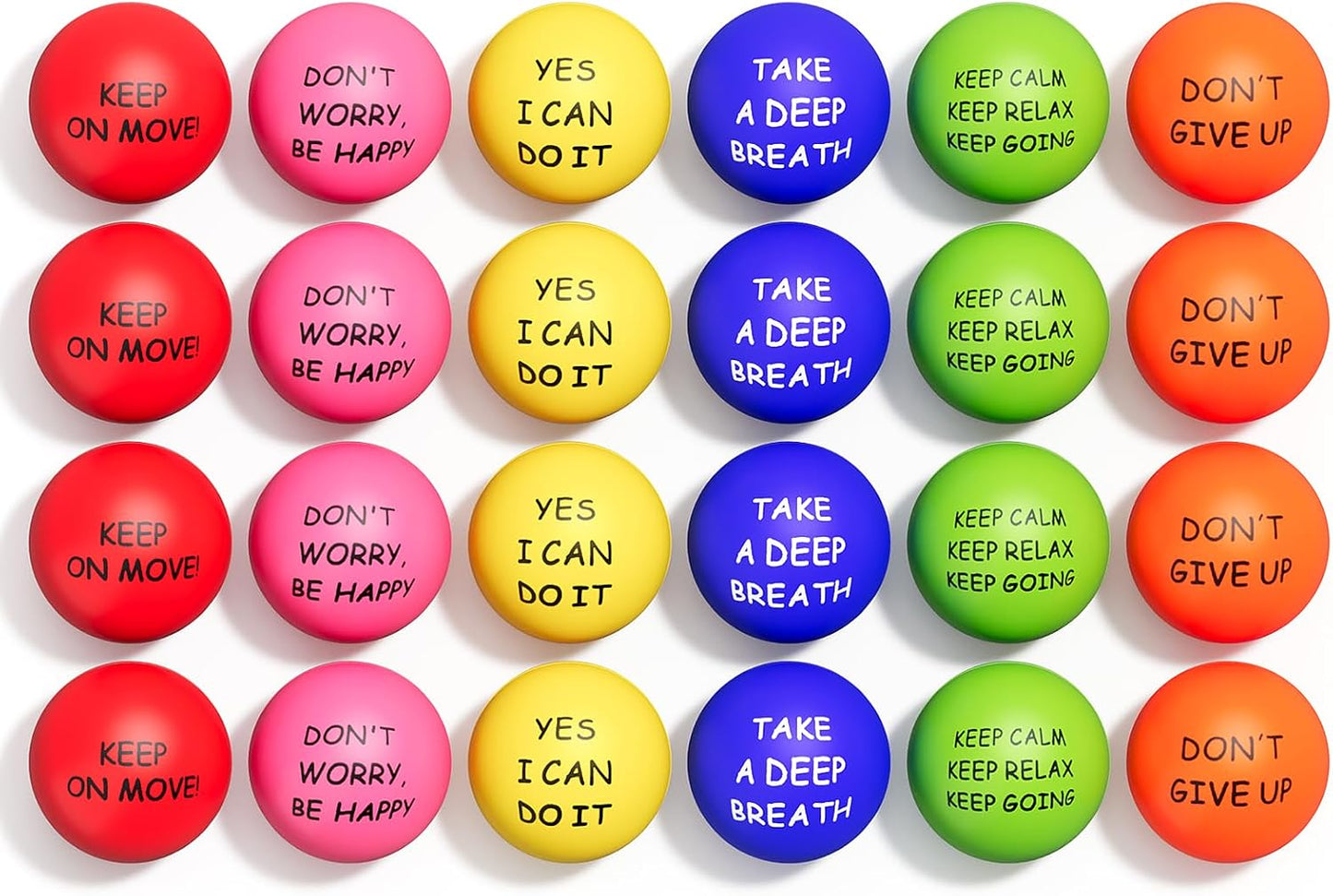 ALMAH Motivational Stress Balls for Kids and Adults (6 Pack), Stress Relief Balls, Hand Exercise Therapy Balls for Anxiety, Fidget, Tension, Manage Anger and Stress