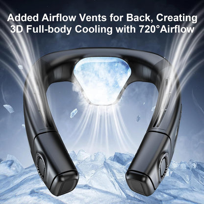 Neck Air Conditioner Fans That Blow Cold Air, 6000 mAh Battery Operated Wearable Cooling Device Fan, Bladeless, Rechargeable Fan, Black