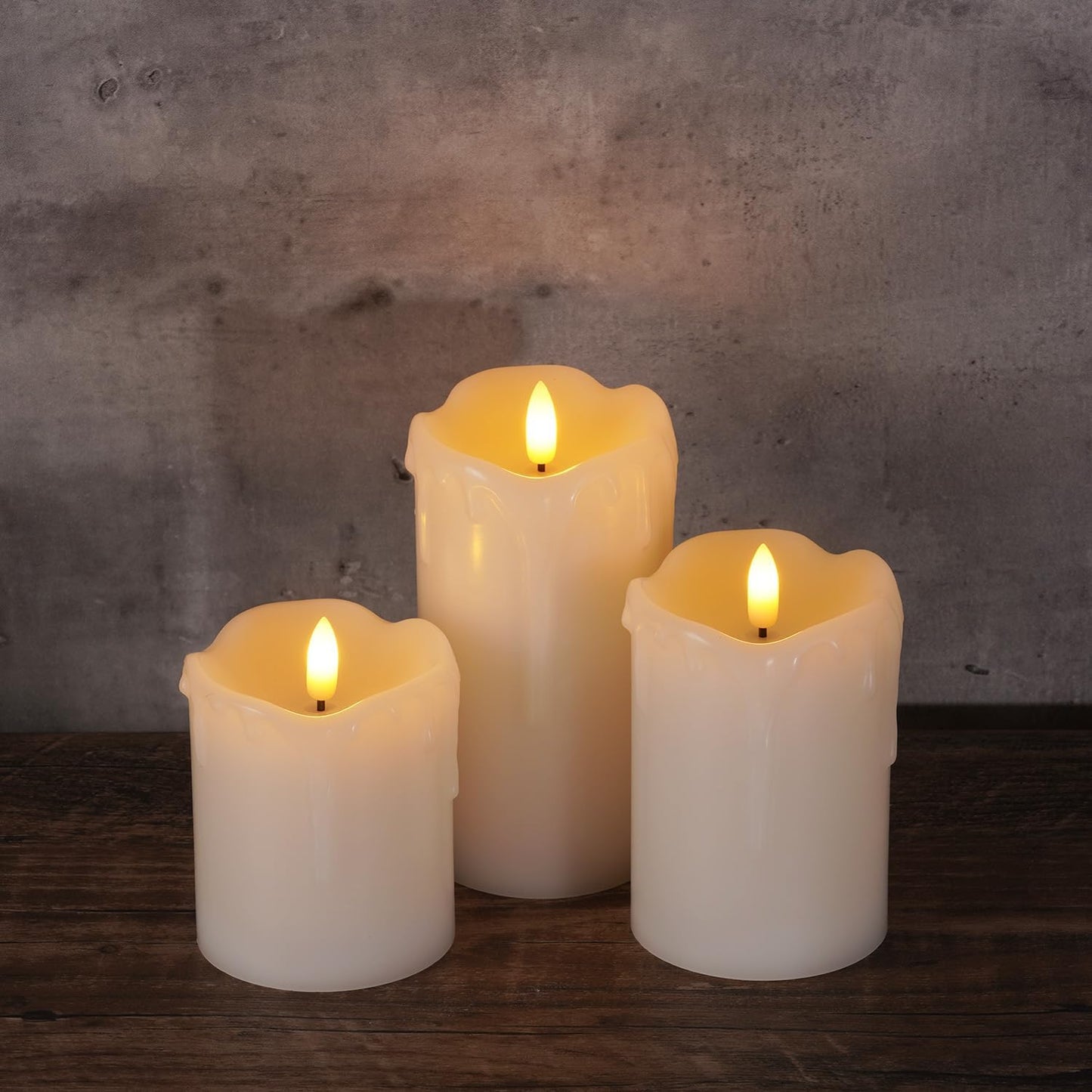 Homemory 6"x3" Outdoor Waterproof Flameless Candles, LED Candles, Battery Operated Candles with Remote and Timers, Electric Fake Plastic Pillar Candles, Ivory White, Set of 2