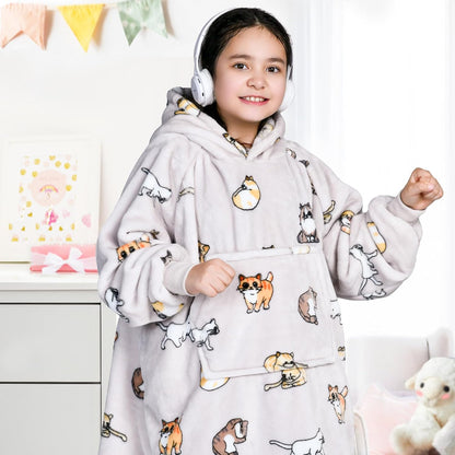 Waitu Wearable Blanket Sweatshirt Gifts for Women and Men, Warm and Cozy Giant Blanket Hoodie, Thick Flannel Blanket with Sleeves and Giant Pocket - Dark Gray