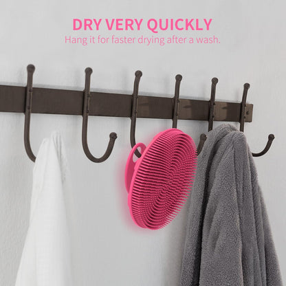 Silicone Body Scrubber 2 Pack, BEAUTAIL Shower Bath Scrubber, More Hygienic Than Traditional Loofah, Lather Nicely, Gentle Exfoliating Brush for Women Men Baby Sensitive Skin, Black+Purple