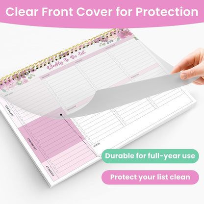 Weekly To Do List Notepad with 52 Undated Sheets（8.5"×11"）- Undated Weekly Planner Notepad for Office Desk Accessories and Supplies - Sunshine Petal