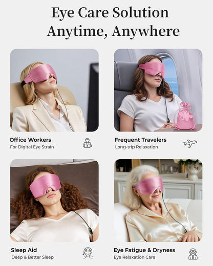Heated Eye Mask for Dry Eyes, USB Powered Silk Warm Compress for Eyes