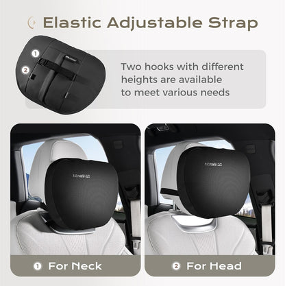 Coverado Car Lumbar Support Pillow and Car Neck Pillow Kit, Ergonomic Design Car Headrest Pillow for Driving, Relax Back Head Muscles Relieve Driving Fatigue, Breathable & Removable Cover, Gray