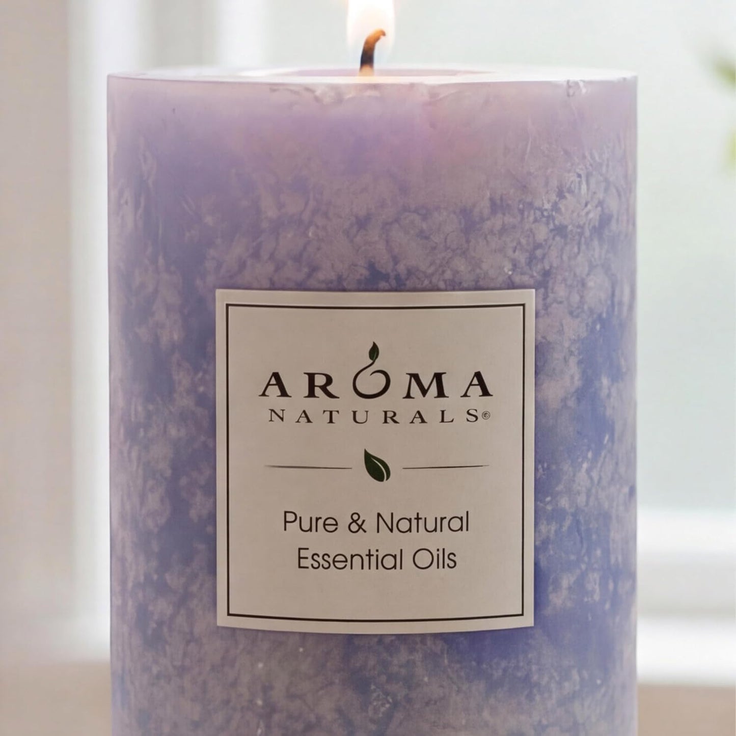 Aroma Naturals Essential Oil Tranquility Pillar Candle, 2.5" x 4", Lavender, 11 Ounce