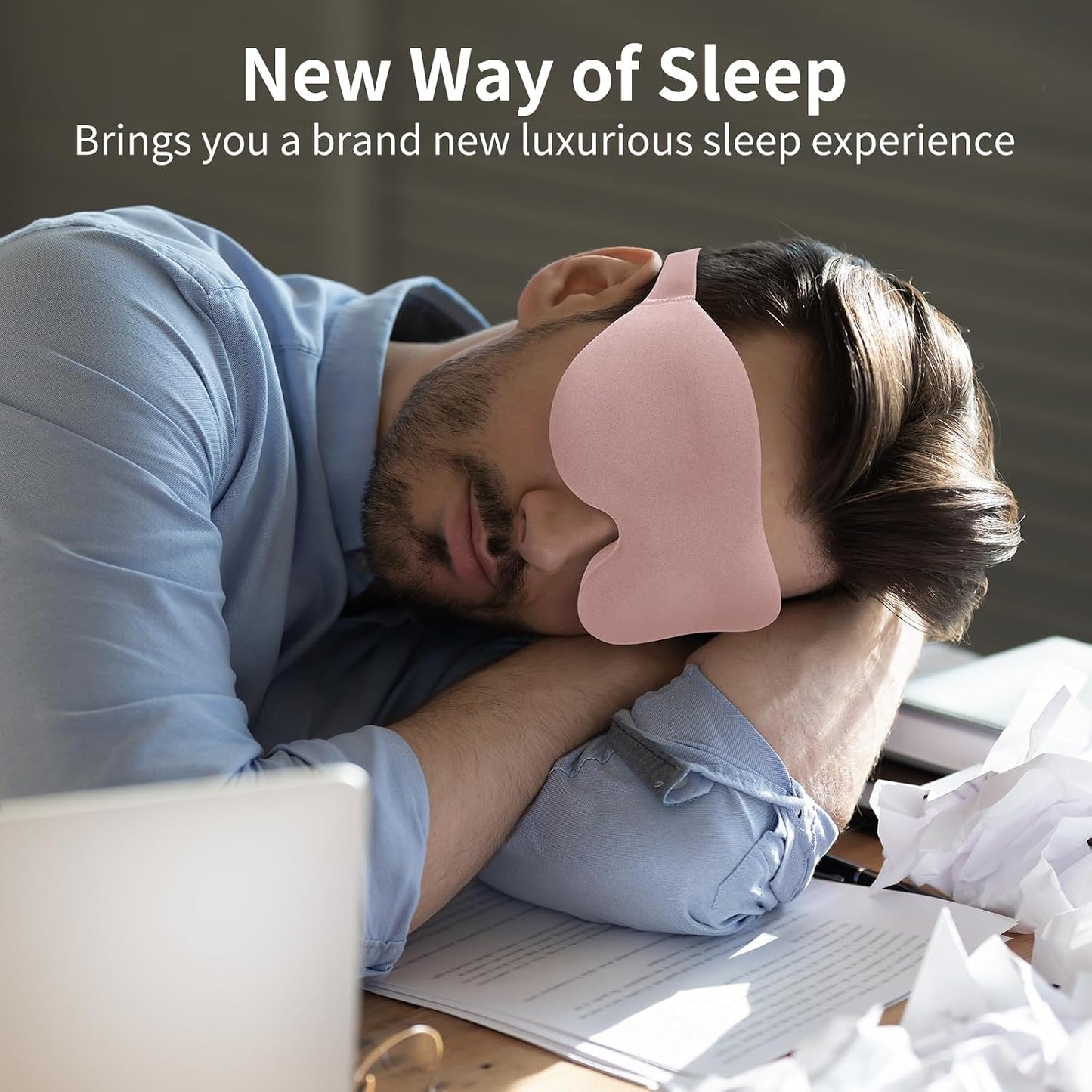 NEWVANGA Sleep Mask for Back and Side Sleeper, Block Out Light, Luxury Sleeping Eye Mask of 3D Night Blindfold, Zero Pressure Breathable Travel Eye Cover Black