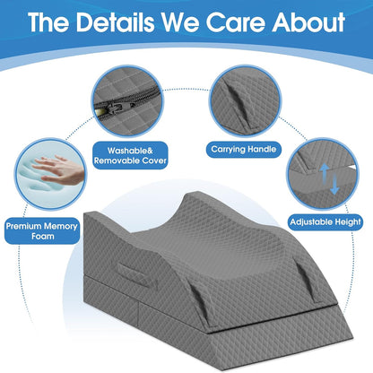 TranquilRelax Leg Elevation Pillows for After Surgery, Wedge Pillow, Grey