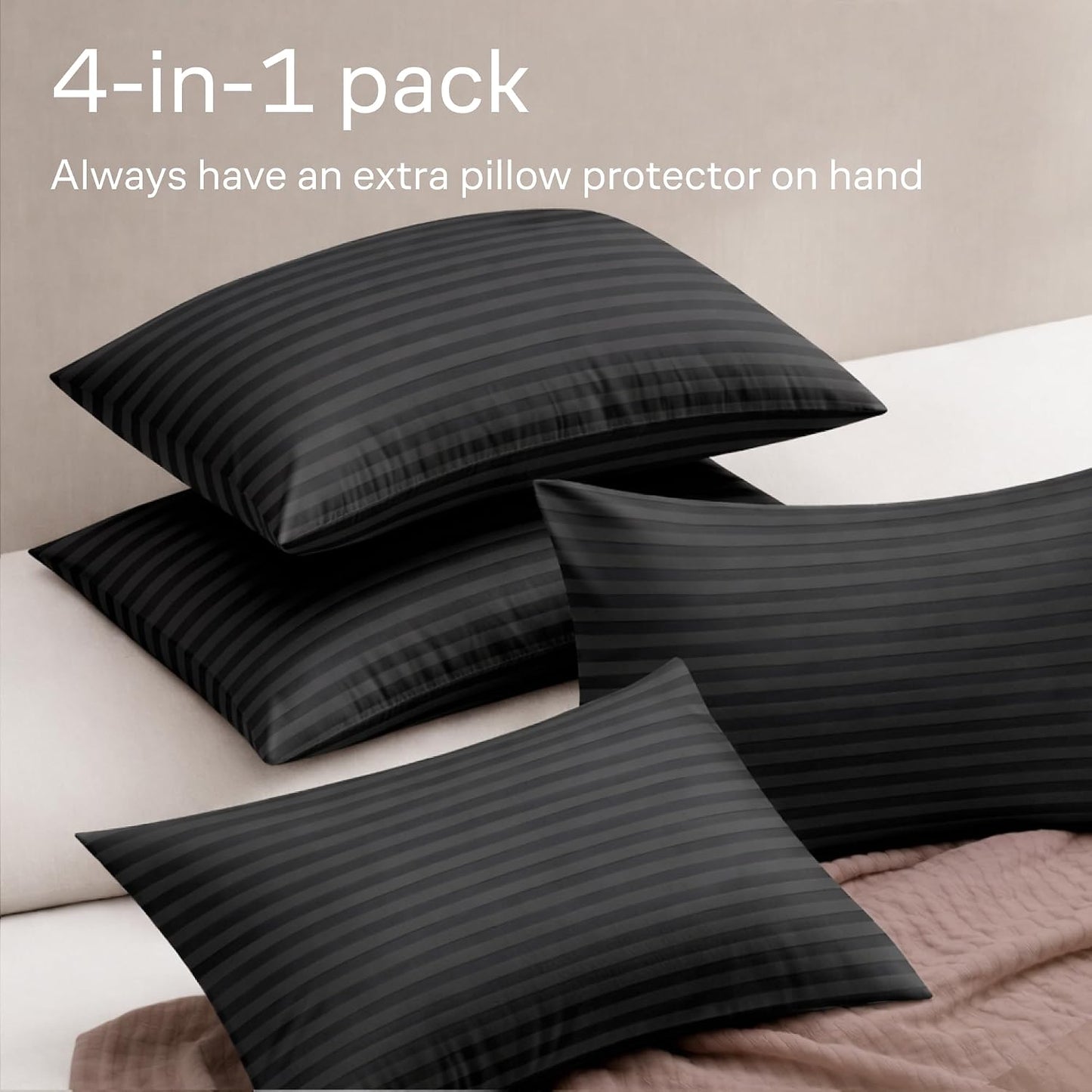Ultra Soft Pillow Protectors with Zipper Standard Size - Set of 8 Breathable Pillow Covers - 100% Protection Against Stains, Dust & Dirt - Machine Washable (White)