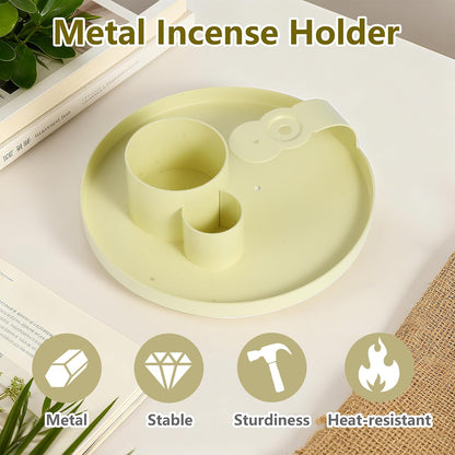 4 in 1 Incense Holder, Sage Burner Holder, Palo Santo Holder Burner, 5.47" Ash Catch Tray, Smudge Stick Holder with Handle for Incense Sticks Incense Cone, Yoga Meditation and Room Decor