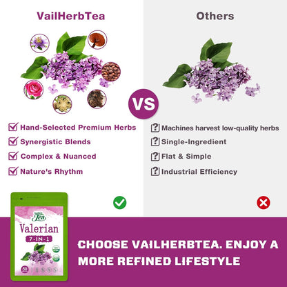 VailHerbTea Valerian Root Tea for Sleep & Relaxing, Mild Taste Tea, 50bags
