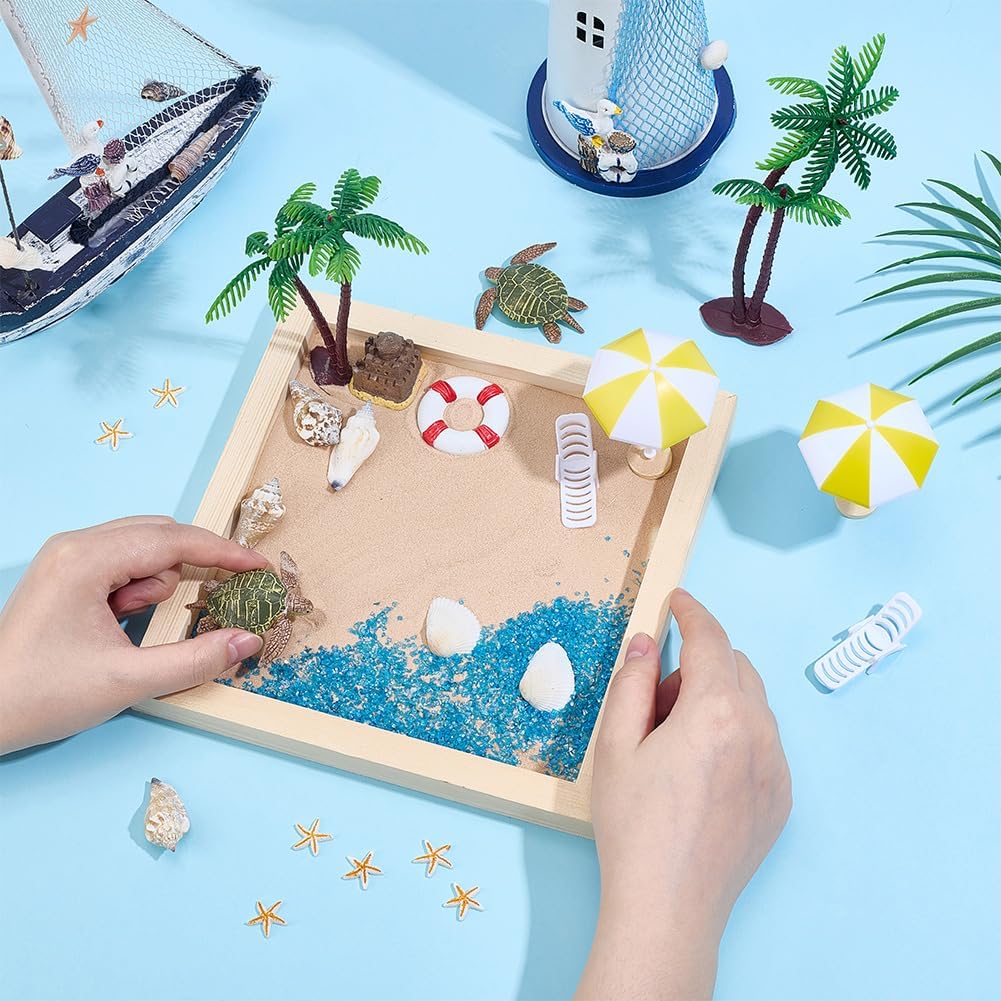 WEBEEDY Beach Zen Garden Kit for Office,Desktop Mini Zen Garden with Sand Artificial Tree Rocks & Accessories,Sand Gardens DIY Kit Meditation Decoration Gifts for Women Men,Square(6x6/15x15cm)