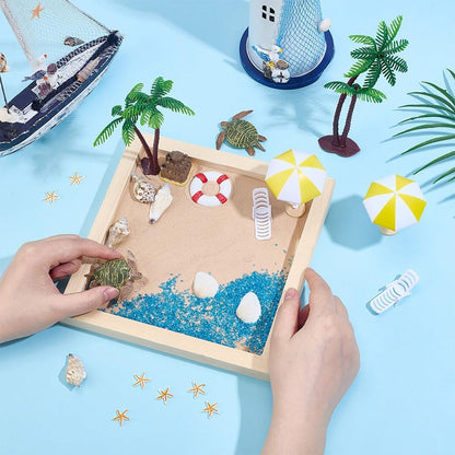 WEBEEDY Beach Zen Garden Kit for Office,Desktop Mini Zen Garden with Sand Artificial Tree Rocks & Accessories,Sand Gardens DIY Kit Meditation Decoration Gifts for Women Men,Square(6x6/15x15cm)