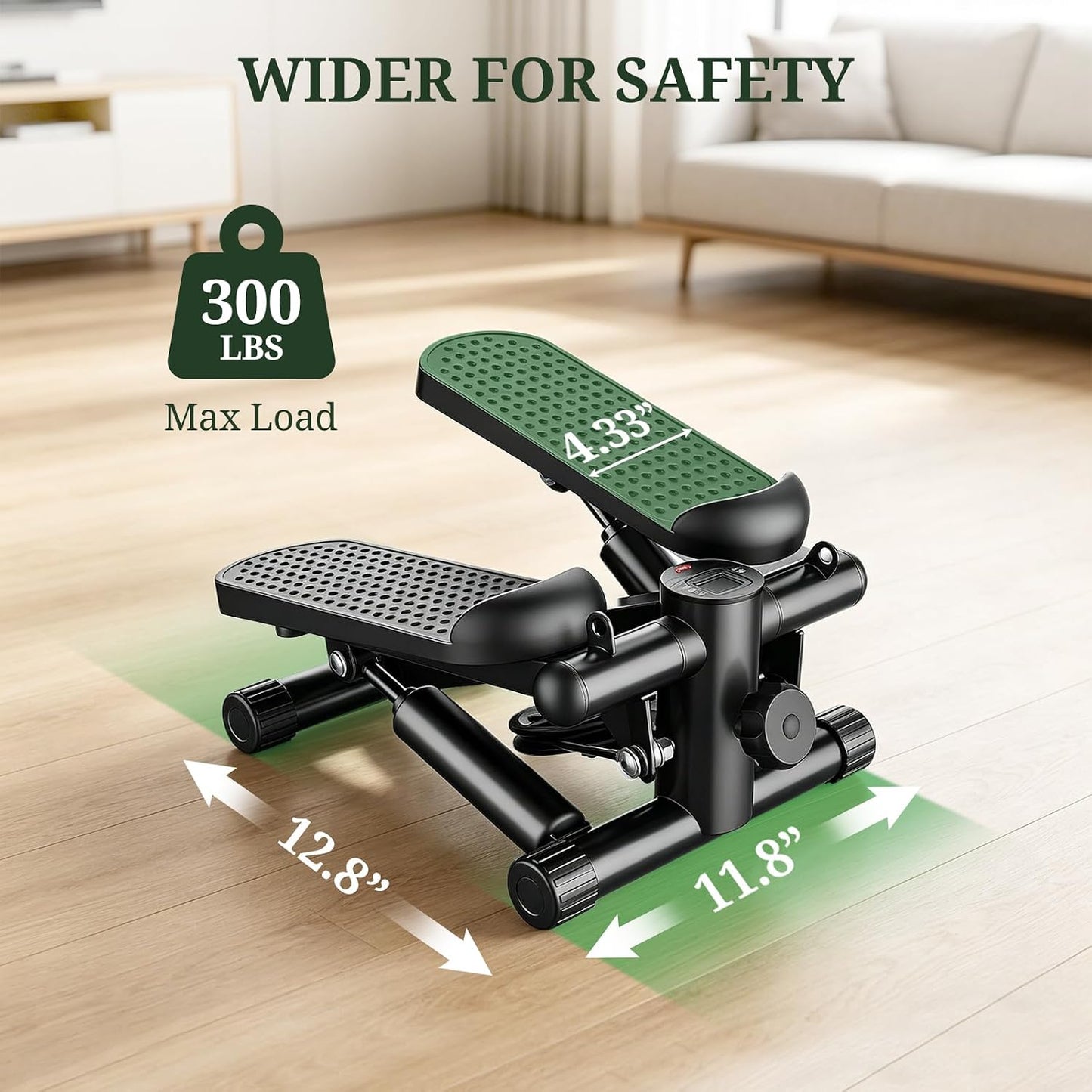 Compact Mini Stair Stepper with Resistance Bands for Home Fitness, 300 LBS