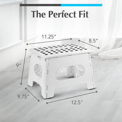 Handy Laundry Folding Step Stool - Sturdy Enough Collapsible Stool to Support Adults - Opens Easy with One Flip - Great for Kitchen, Bathroom or Bedroom (Black - 9 Inch)