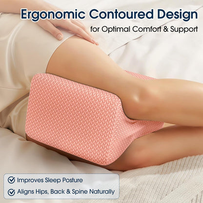 BlissTrends Memory Foam Knee Pillow, Knee Pillow for Side Sleepers, Leg Pillows for Sleeping Blood Circulation, Elevation Pillow for Spine Aligning, Sciatica, Back, Hip, Knee, Ankle Pain, Grey