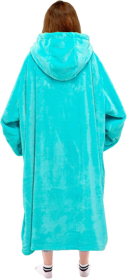 Waitu Wearable Blanket Sweatshirt Gifts for Women and Men, Warm and Cozy Giant Blanket Hoodie, Thick Flannel Blanket with Sleeves and Giant Pocket - Dark Gray