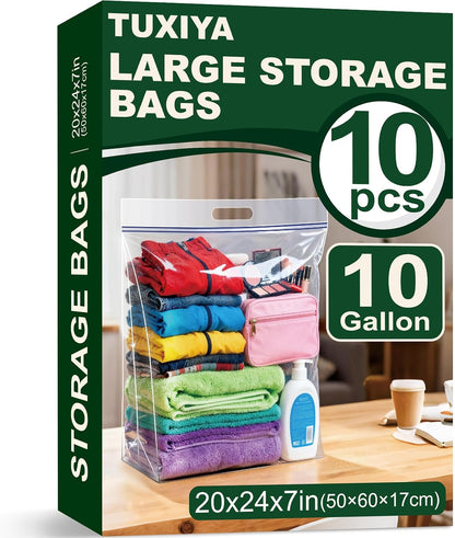 TUXIYA 20 PACK 25 Gallon Extra Large Storage Bags,35.5"x 24"x 7"Zipper Bags