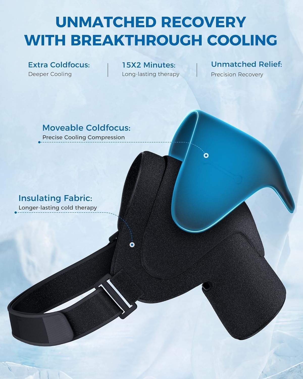Shoulder Ice Pack Wrap with Triple Coldfocus Expert Gel for Long-Lasting Rotator Cuff Cold Therapy, Shoulder ice Brace Rotator Cuff Cold Therapy for for Pain Relief, Post Recovery (Universal)