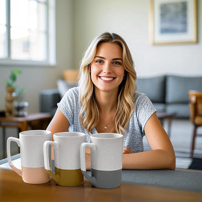 Gencywe Ceramics Large Tea Cup with Loose Leaf Infuser, Spoon and Lid, 16 oz Tall Coffee Mug, Microwave and Dishwasher Safe, Rustic Matte Ceramic Glaze, Tea Strainer, Amber